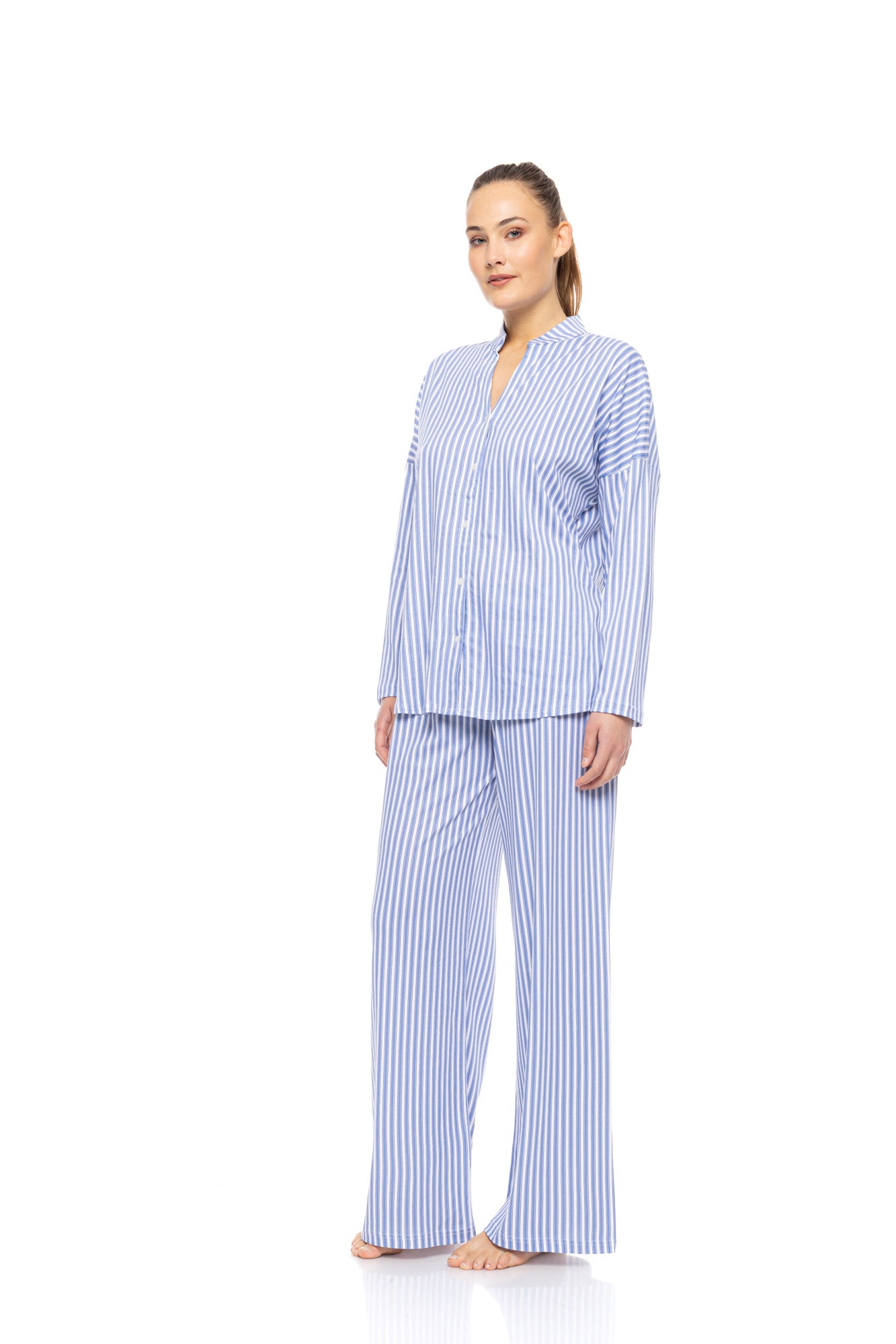 Pink Label - Pyjama Buttoned Calming Stripes