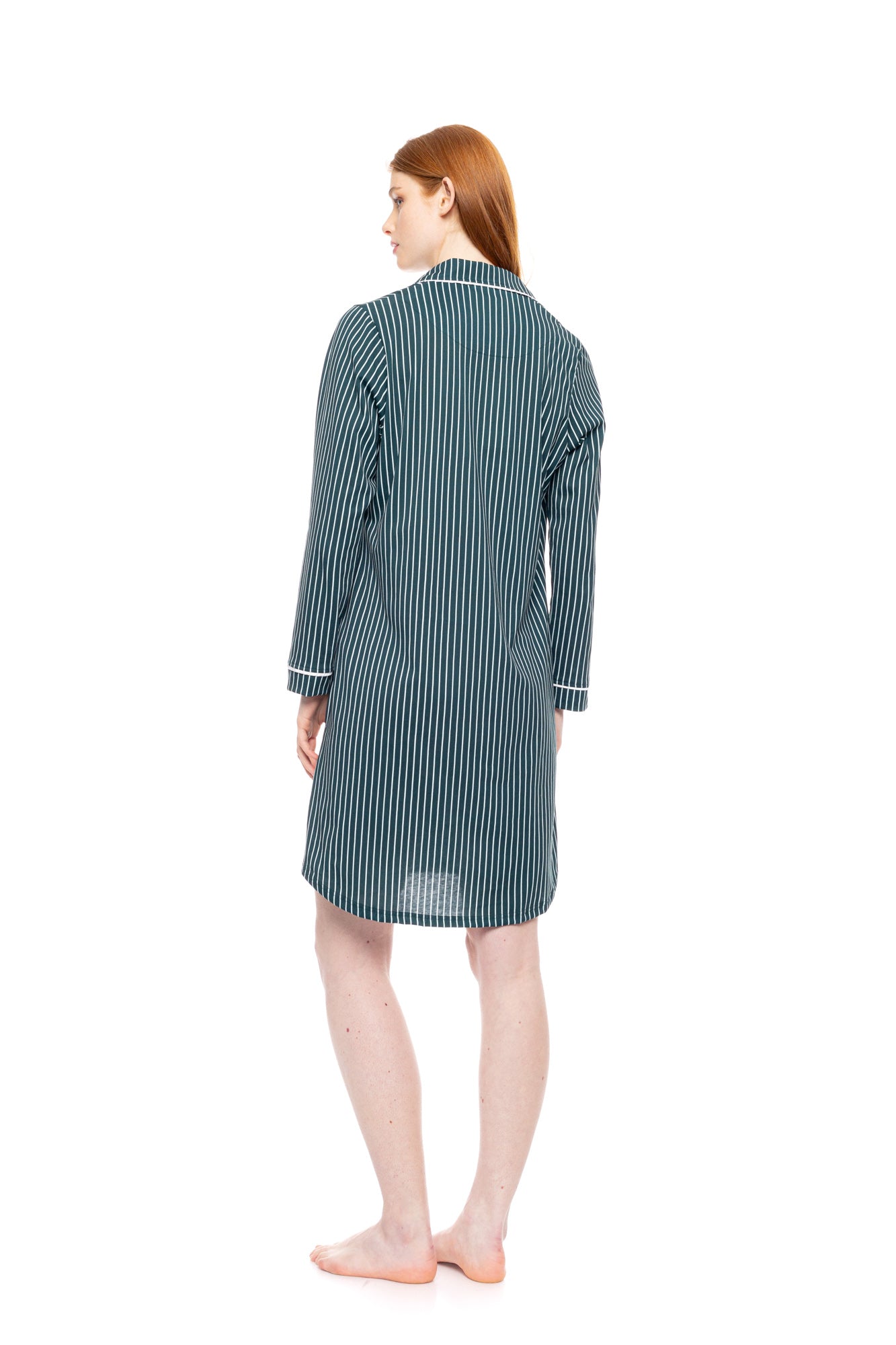 Pink Label - Nightgown Buttoned Green Forest Stripes