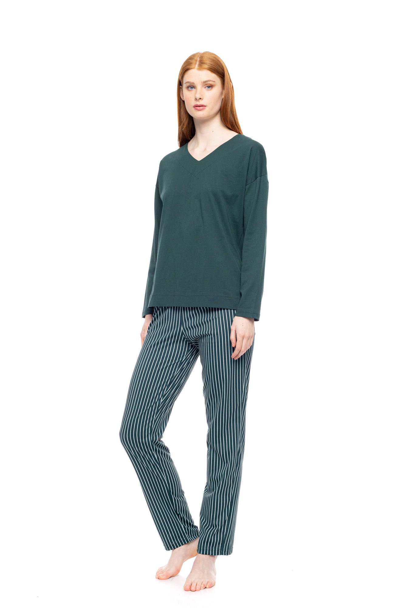 Pink Label - Pyjama Green Forest Stripes
