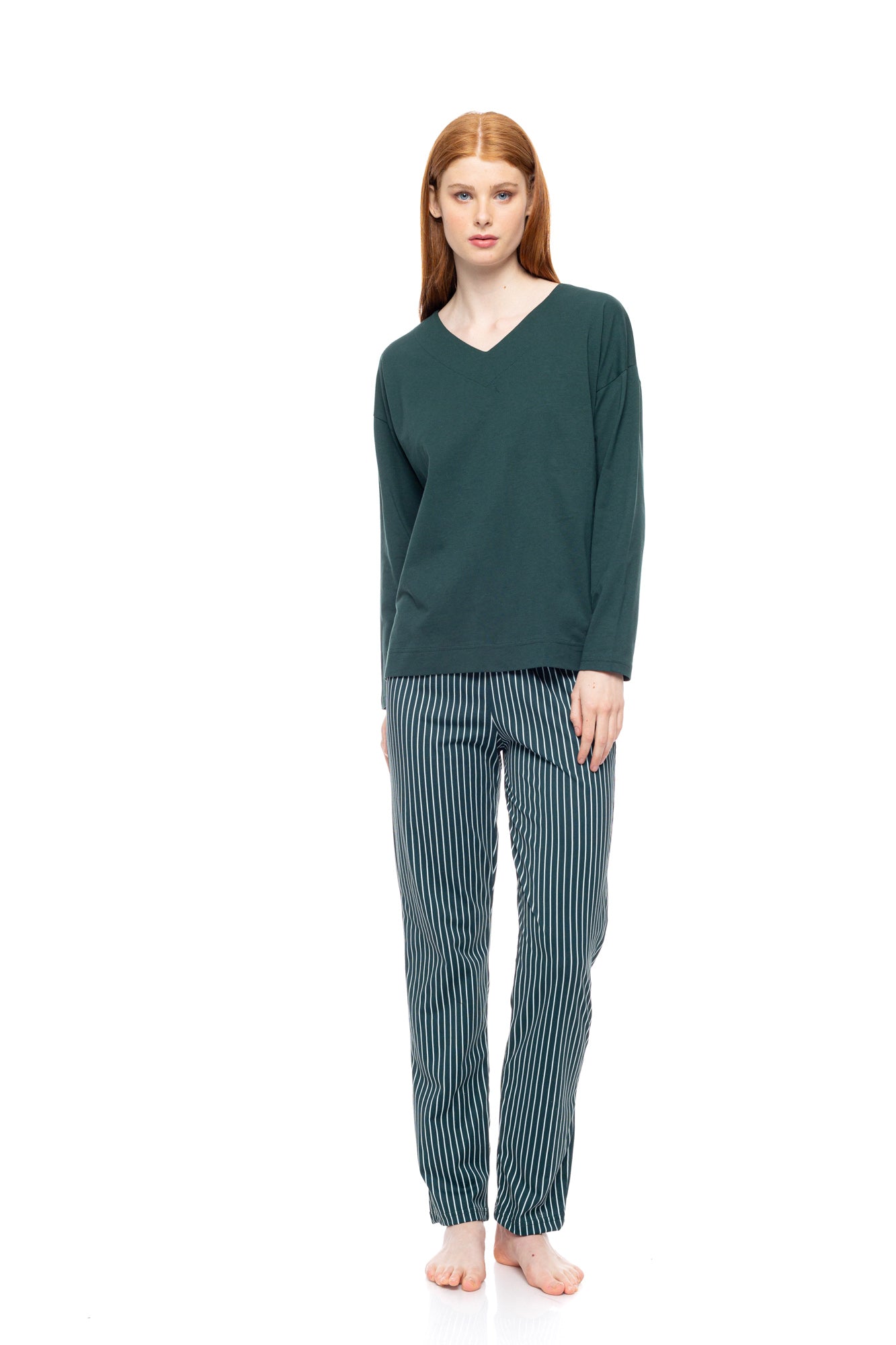 Pink Label - Pyjama Green Forest Stripes