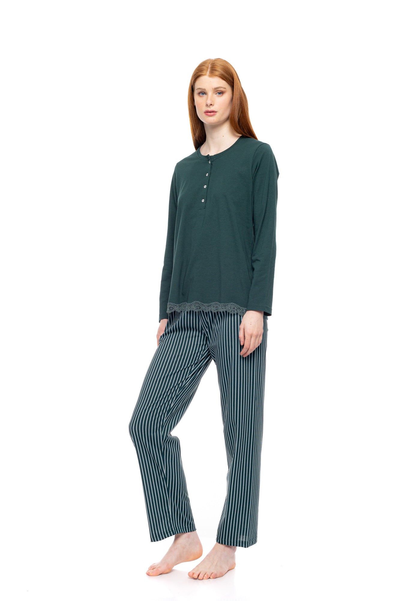 Pink Label - Pyjama Green Forest Stripes