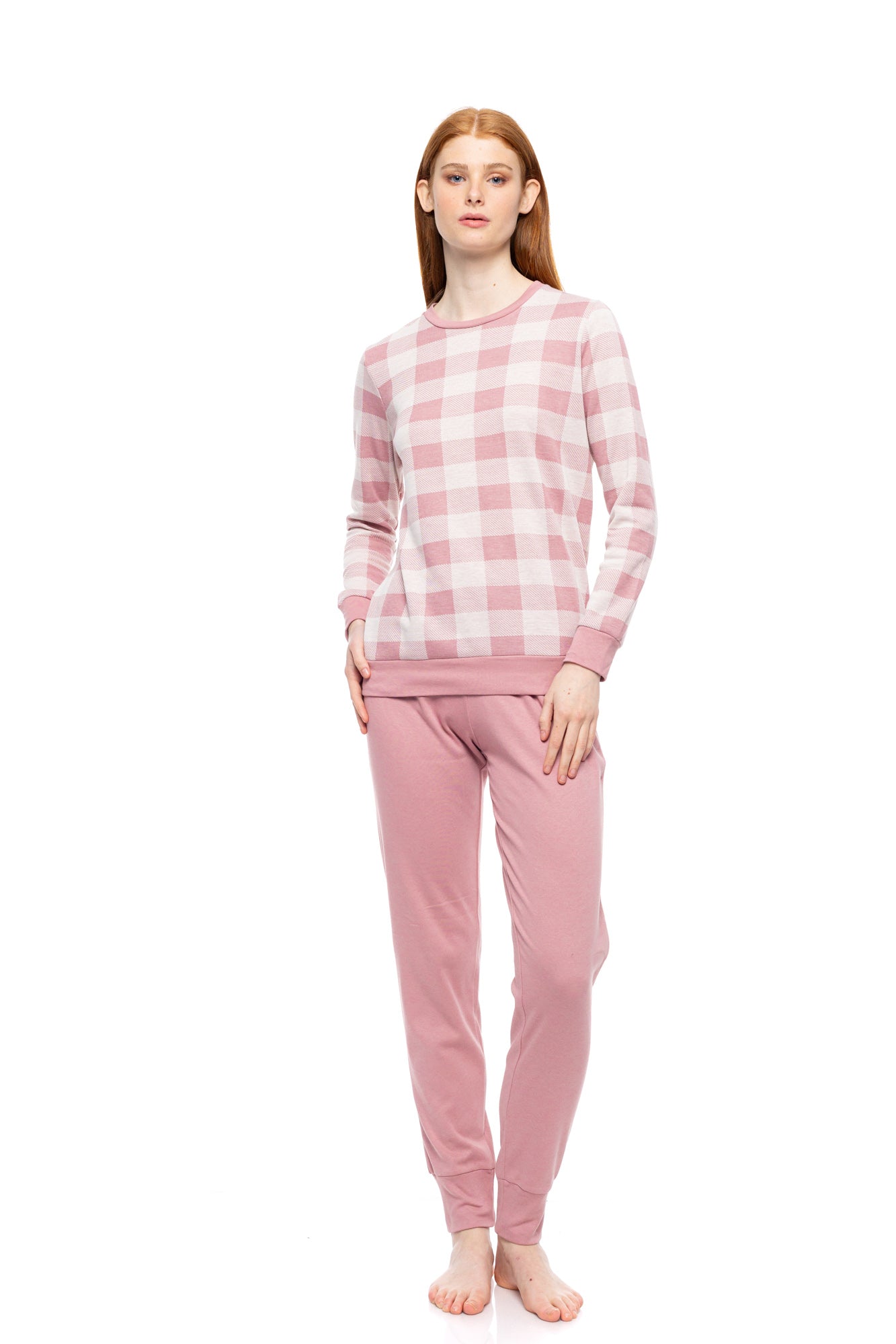 Pink Label - Pyjamas Jacquard Rose Plaid