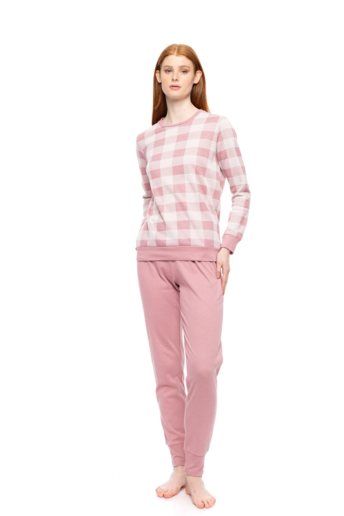 Pink Label - Pyjamas Jacquard Rose Plaid