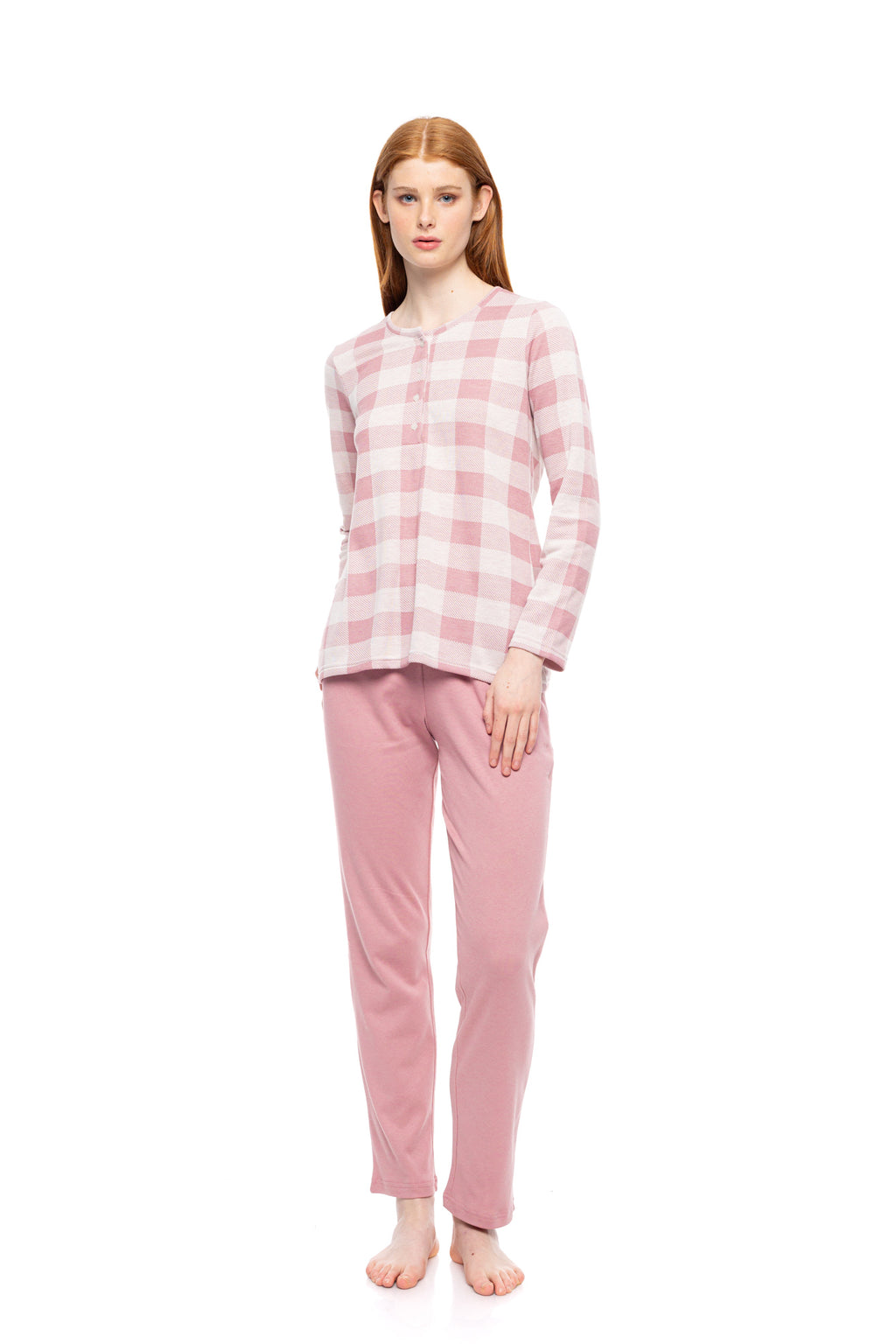 Pink Label - Pyjamas Jacquard Rose Plaid