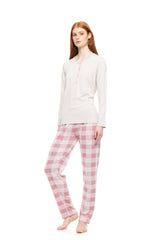 Pink Label - Pyjamas Jacquard Rose Plaid