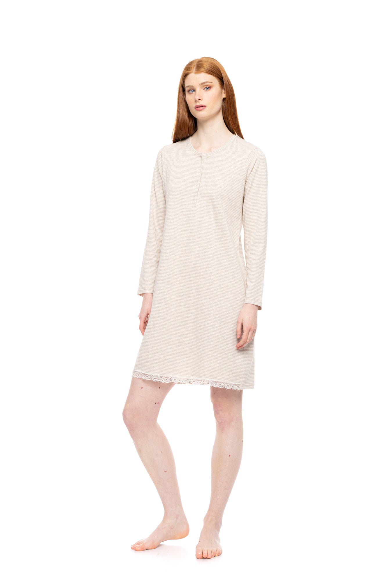Pink Label - Nightgown Hazelnut Stripes