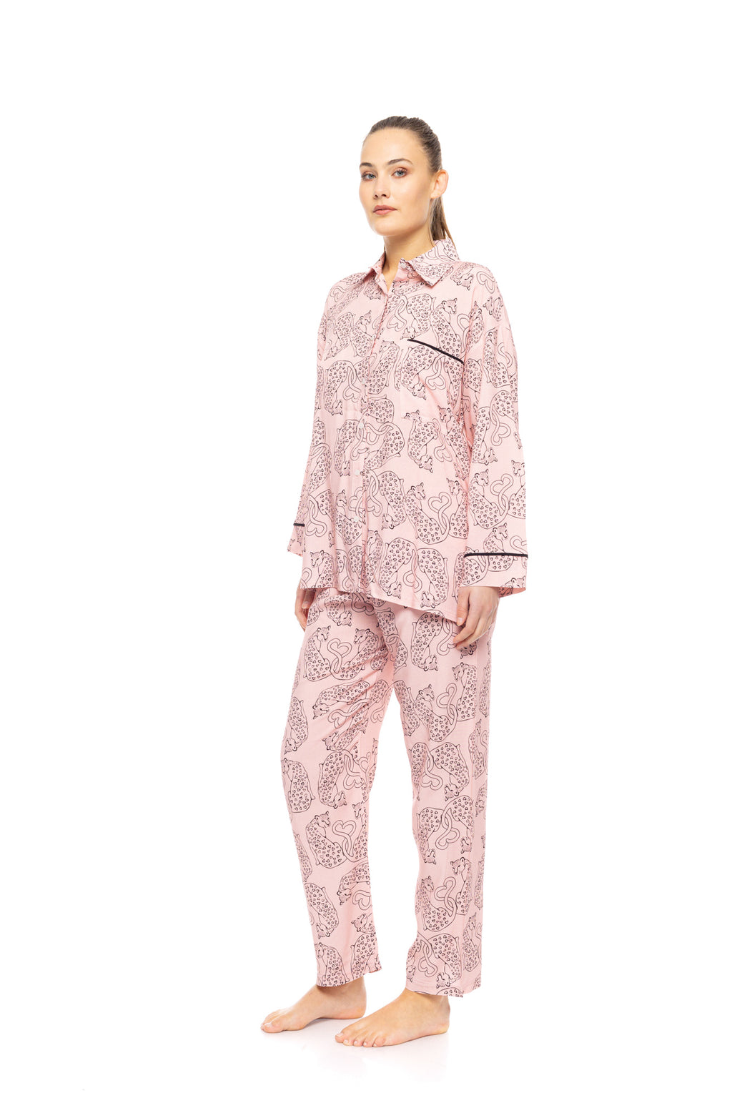 Pink Label - Pyjama Buttoned Rose Leopard