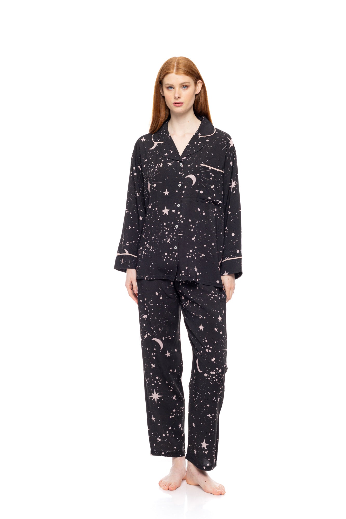 Pink Label - Pyjama Buttoned Rose Night Sky