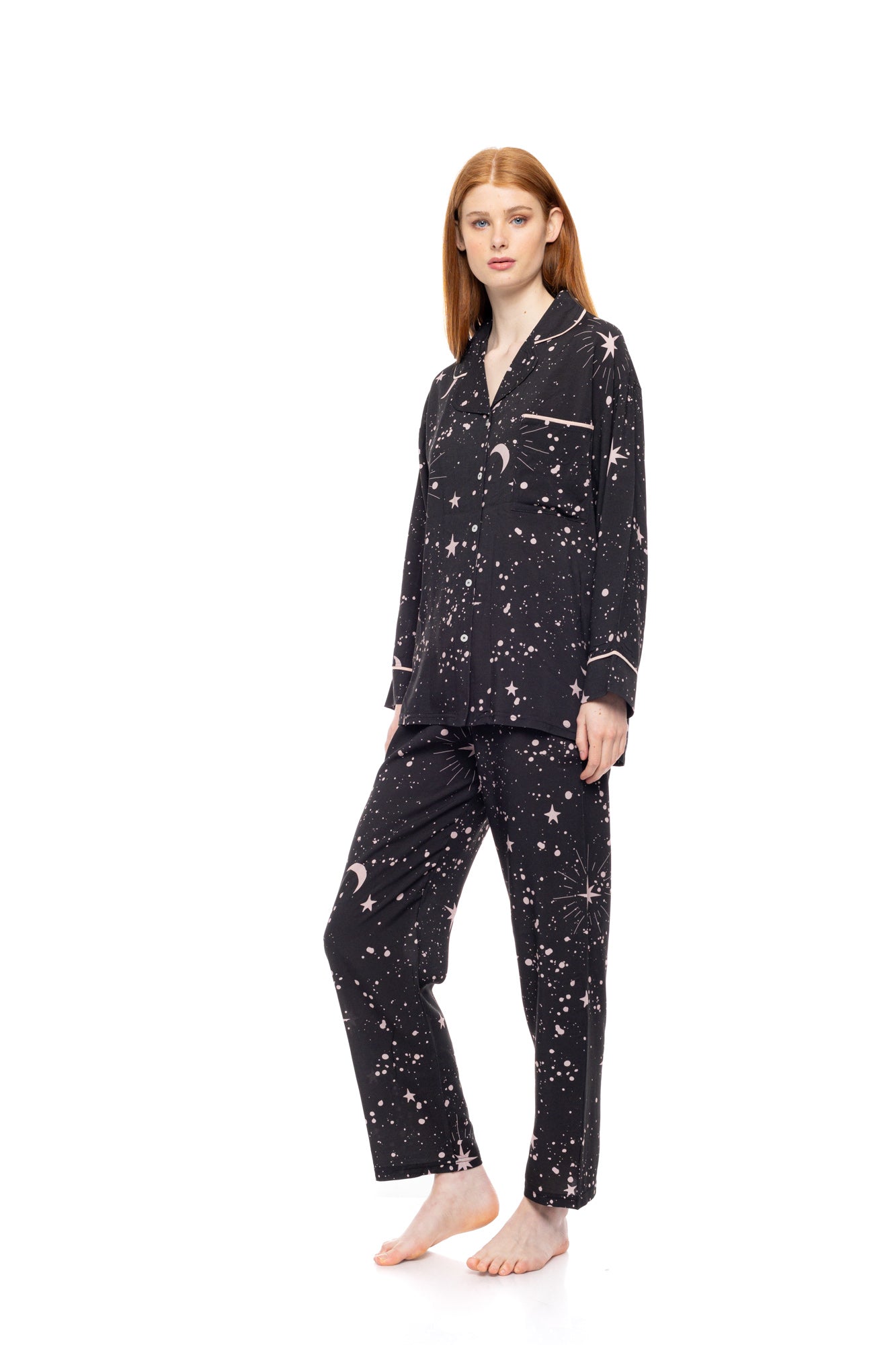 Pink Label - Pyjama Buttoned Rose Night Sky