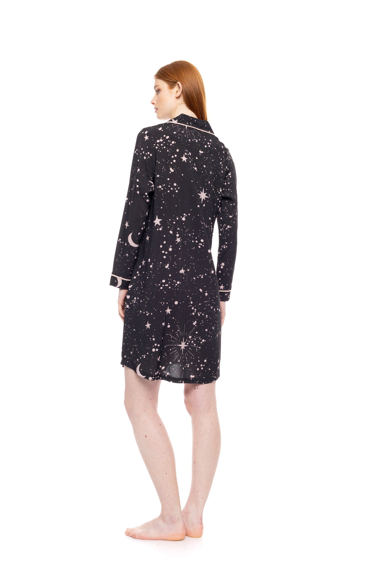 Pink Label - Nightgown Buttoned Rose Night Sky