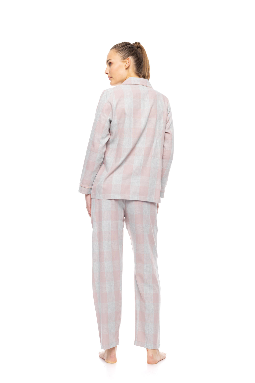 Pink Label - Pyjama Buttoned Soft Rose Plaid
