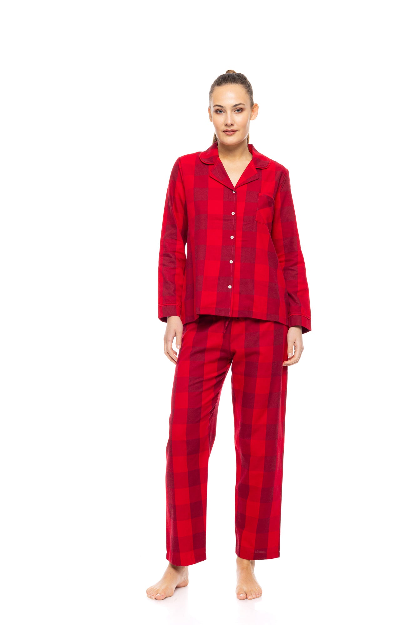 Pink Label - Pyjama Buttoned Raspberry Plaid