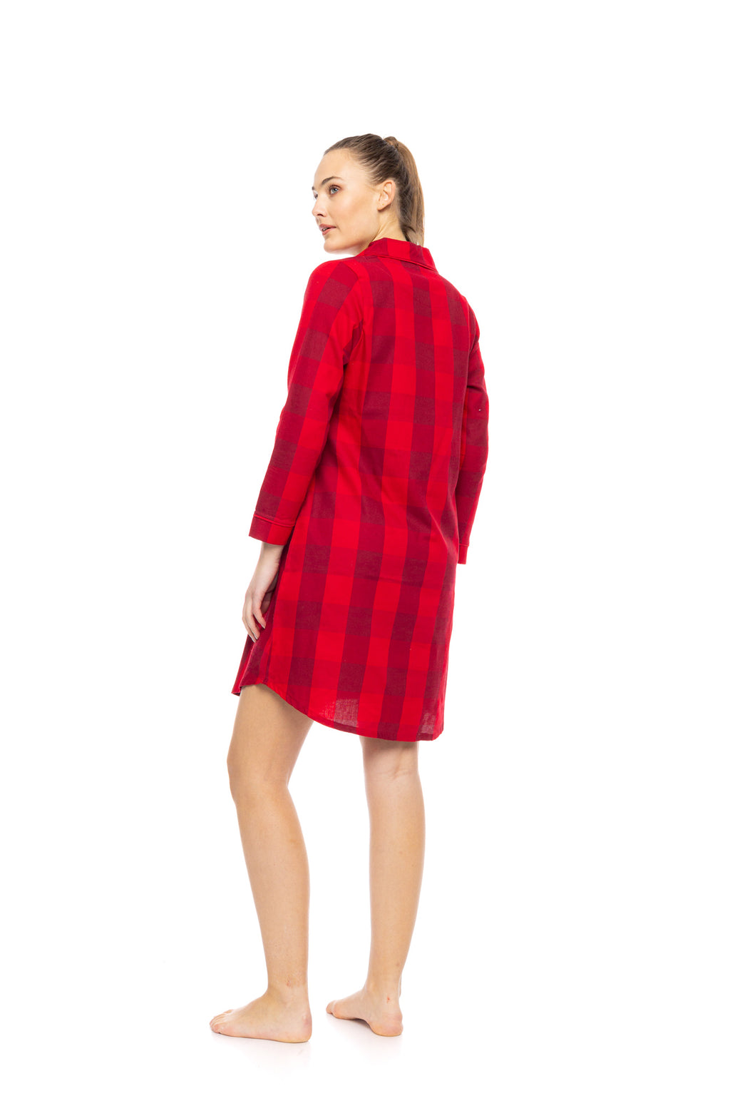 Pink Label - Nightgown Buttoned Raspberry Plaid