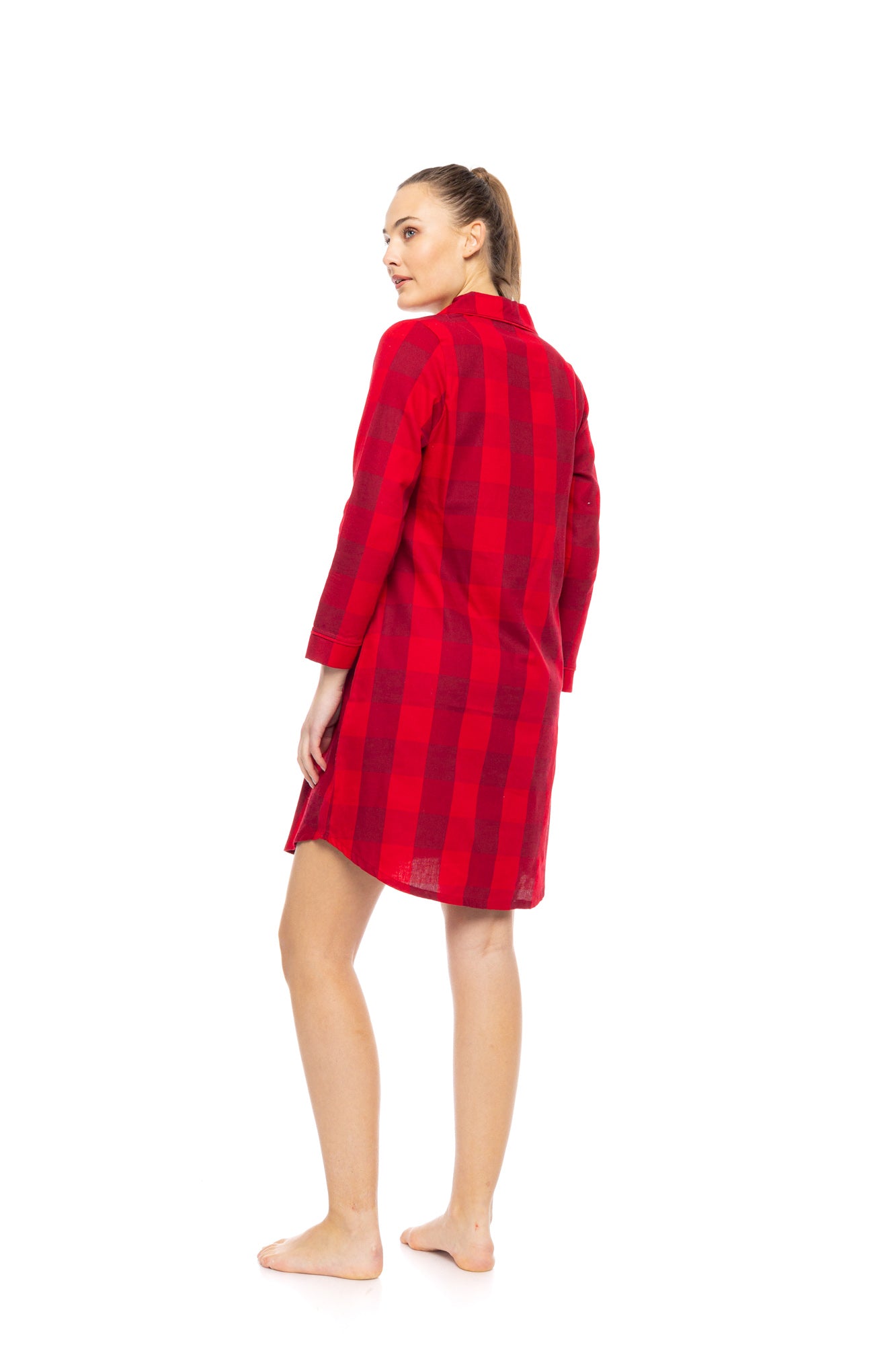 Pink Label - Nightgown Buttoned Raspberry Plaid