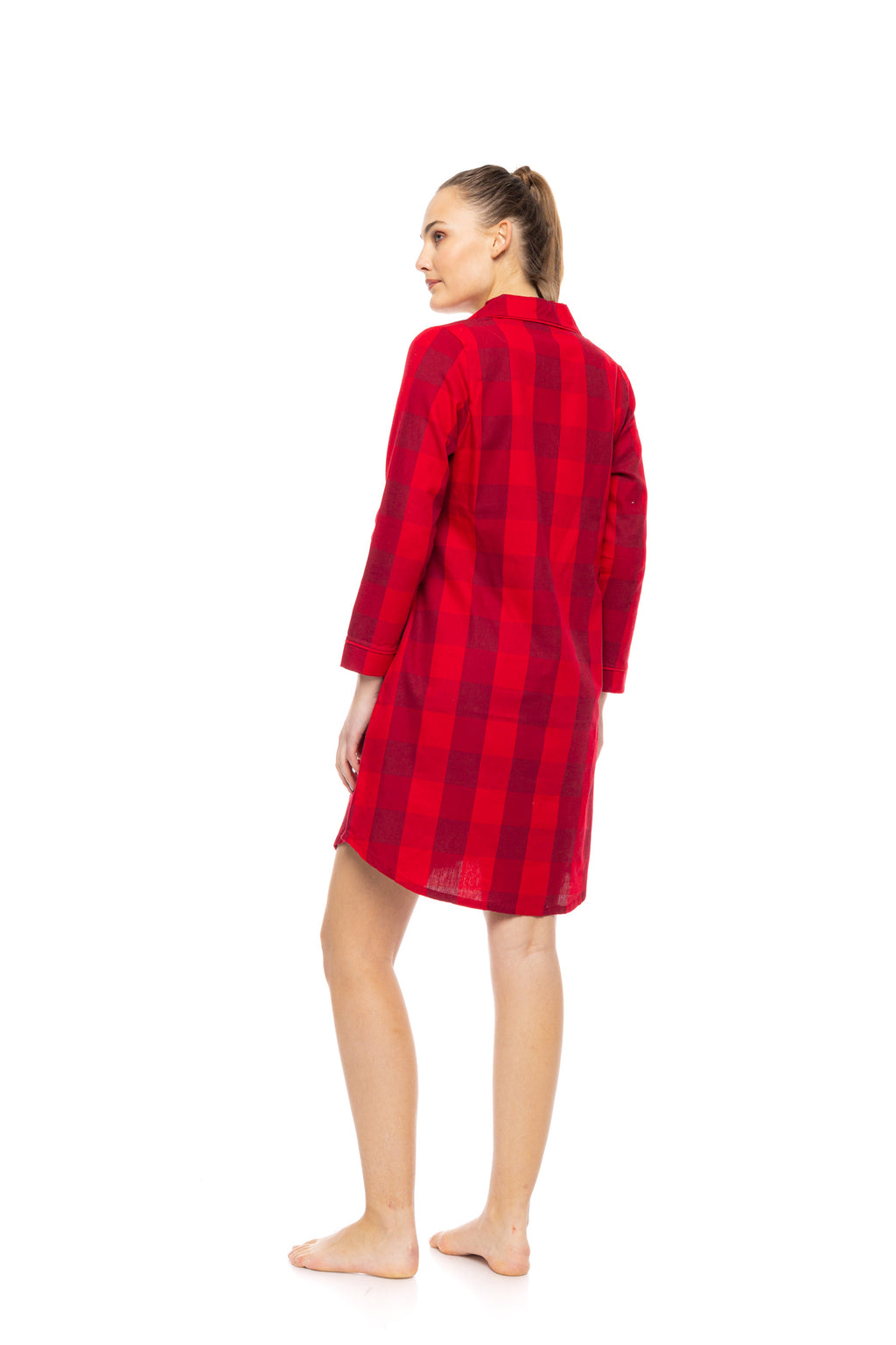 Pink Label - Nightgown Buttoned Raspberry Plaid