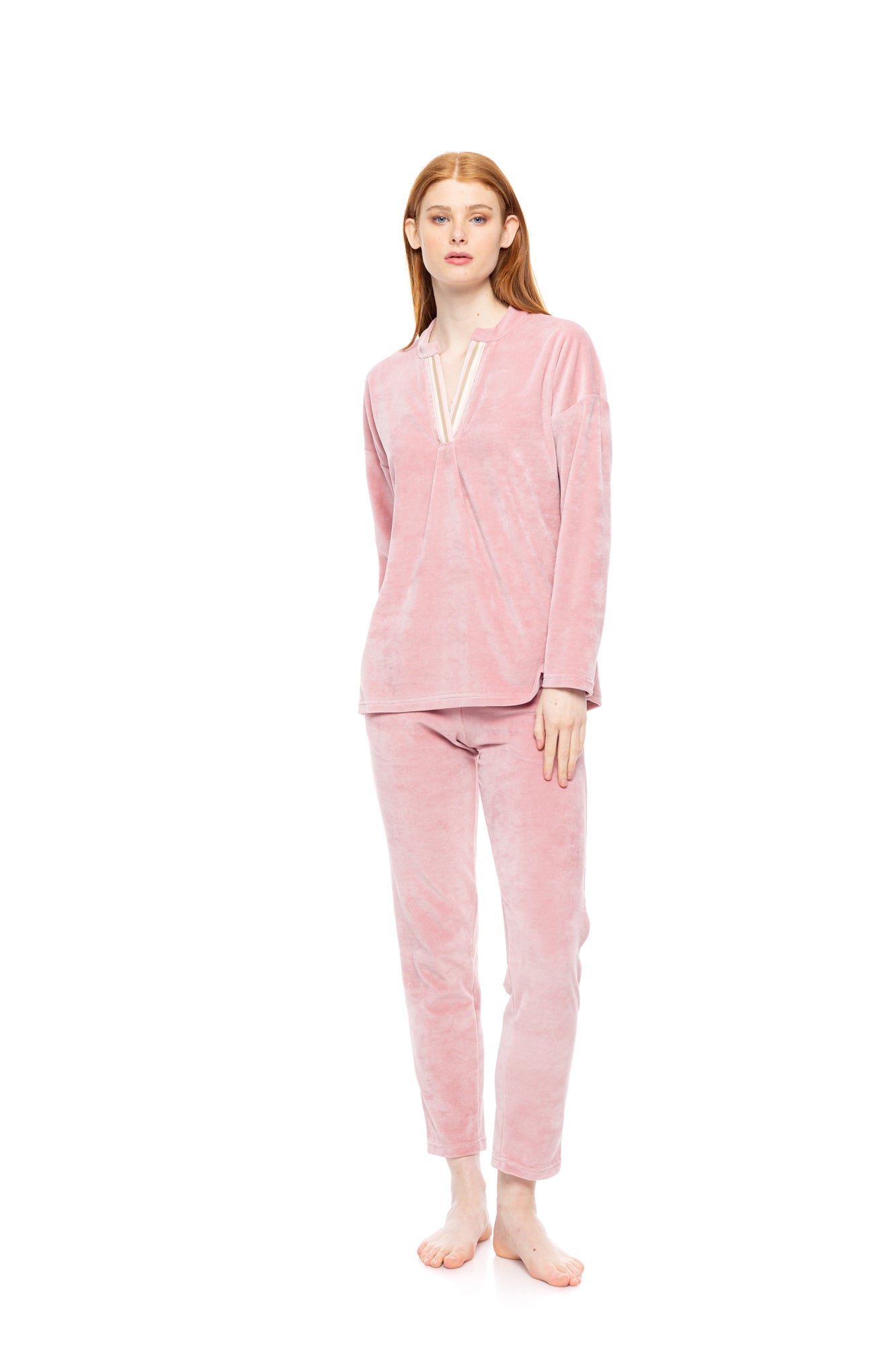 Pink Label - Loungewear Velvet Petit Stripe