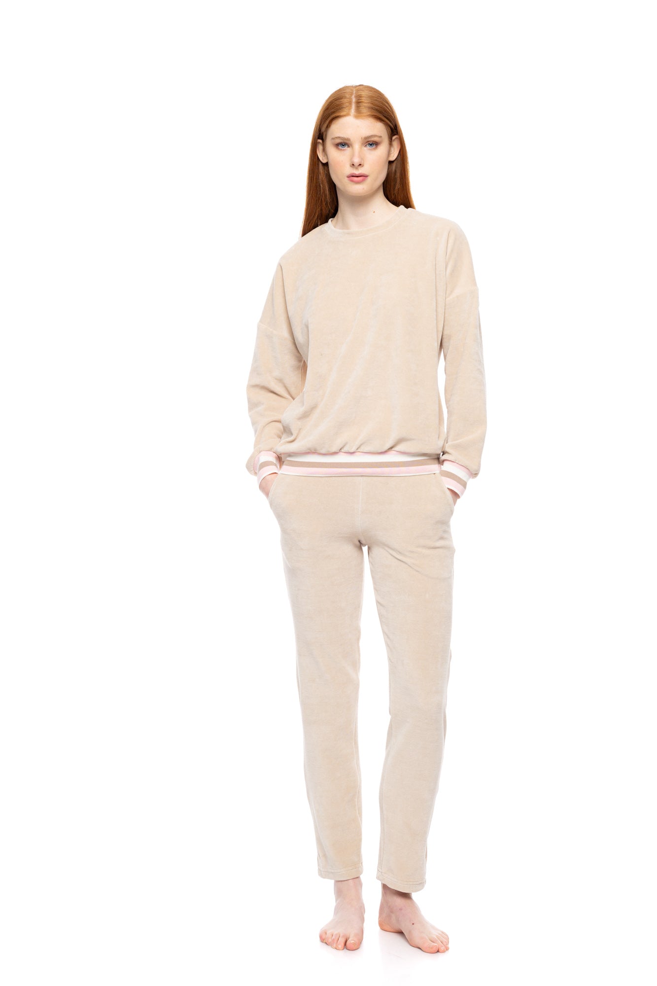 Pink Label - Loungewear Velvet Petit Stripe