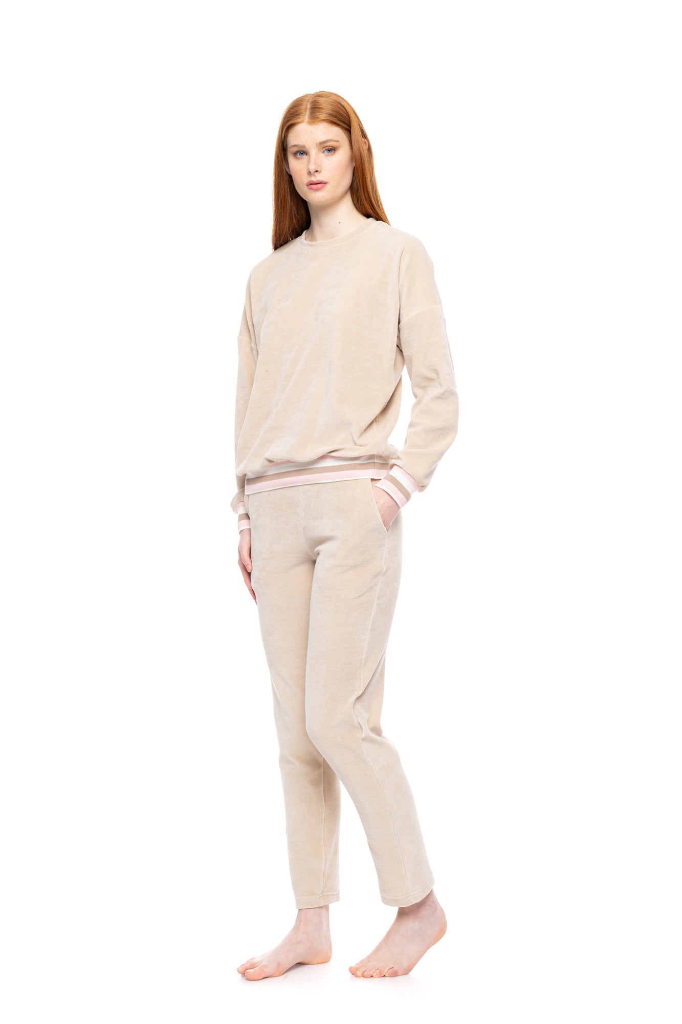 Pink Label - Loungewear Velvet Petit Stripe