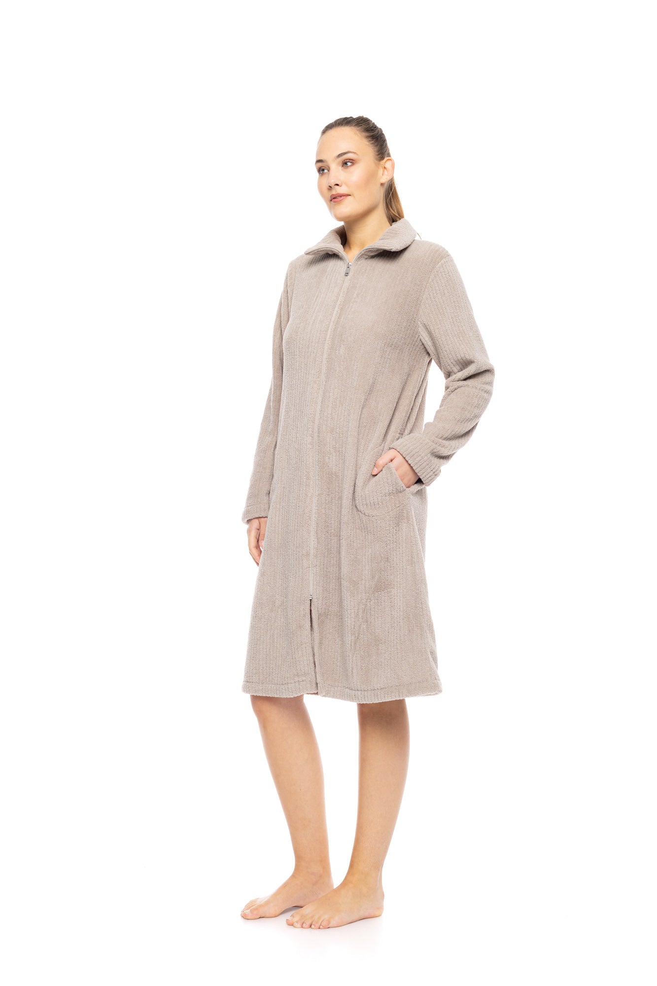 Pink Label - Robe Zipper Fleece Stripe