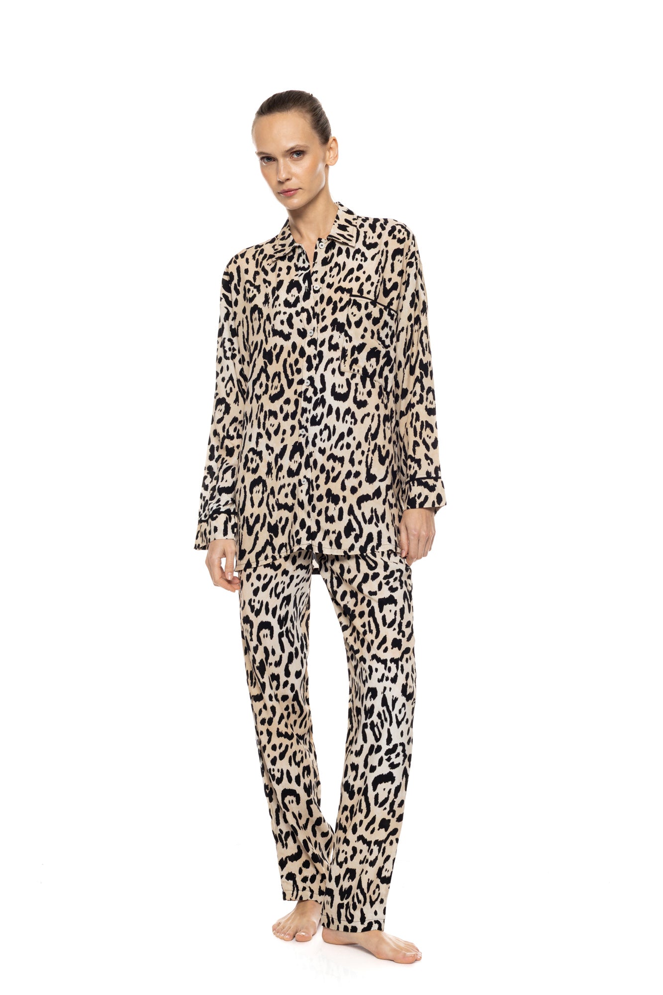 Pink Label - Pyjama Buttoned Sand Leopard