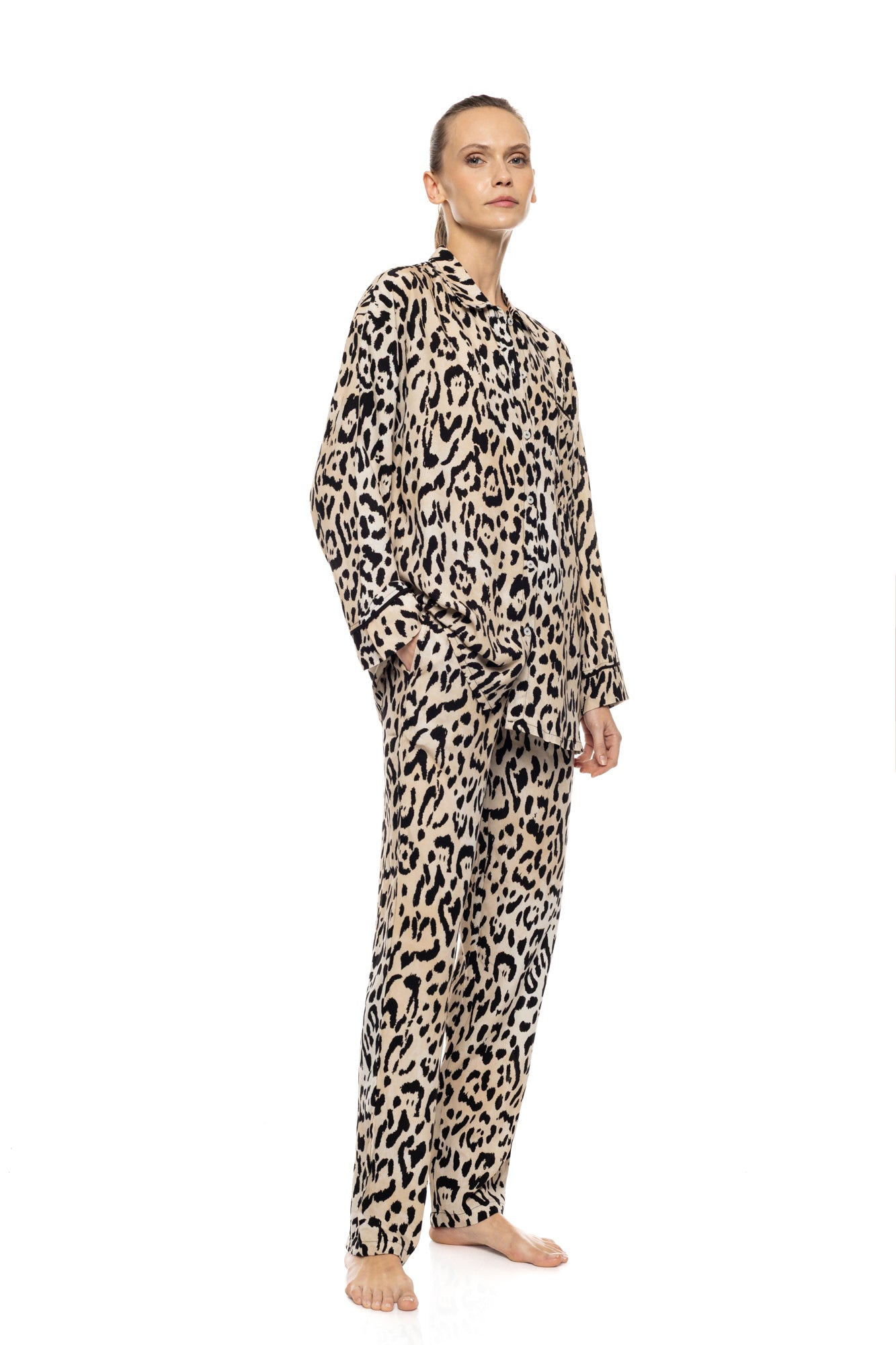 Pink Label - Pyjama Buttoned Sand Leopard