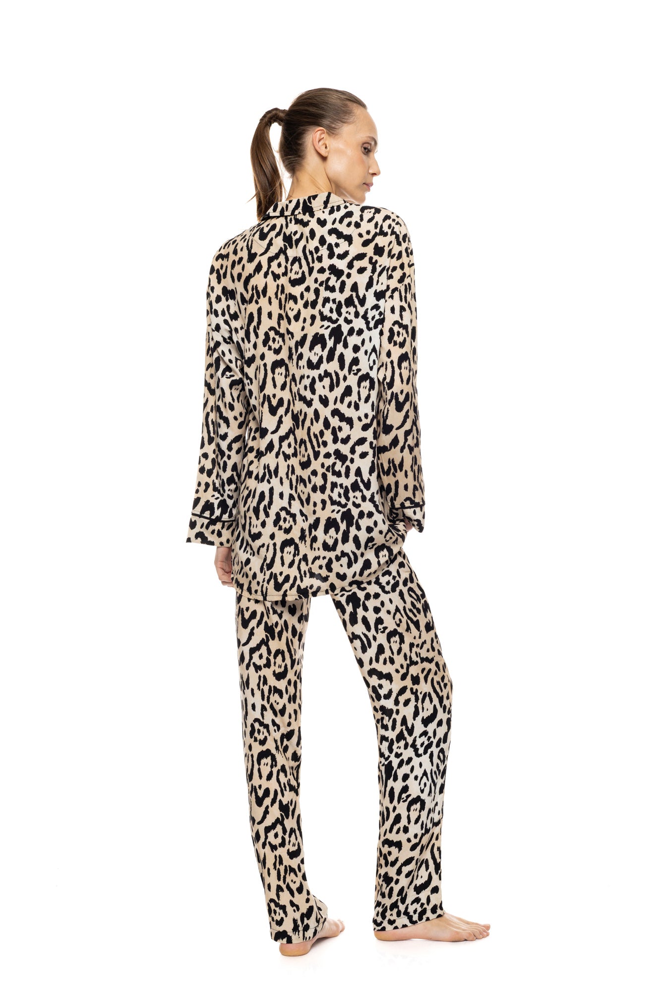 Pink Label - Pyjama Buttoned Sand Leopard