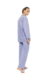 Pink Label - Pyjama Buttoned Stripe Soft Blue/Bordeaux