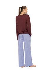 Pink Label - Pyjama Stripe Soft Blue/Bordeaux