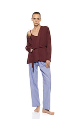 Pink Label - Pyjama 3Pcs Stripe Soft Blue/Bordeaux