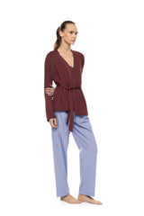 Pink Label - Pyjama 3Pcs Stripe Soft Blue/Bordeaux