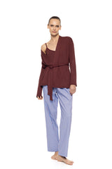 Pink Label - Pyjama 3Pcs Stripe Soft Blue/Bordeaux