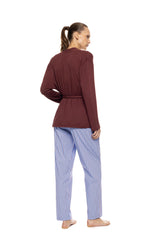 Pink Label - Pyjama 3Pcs Stripe Soft Blue/Bordeaux