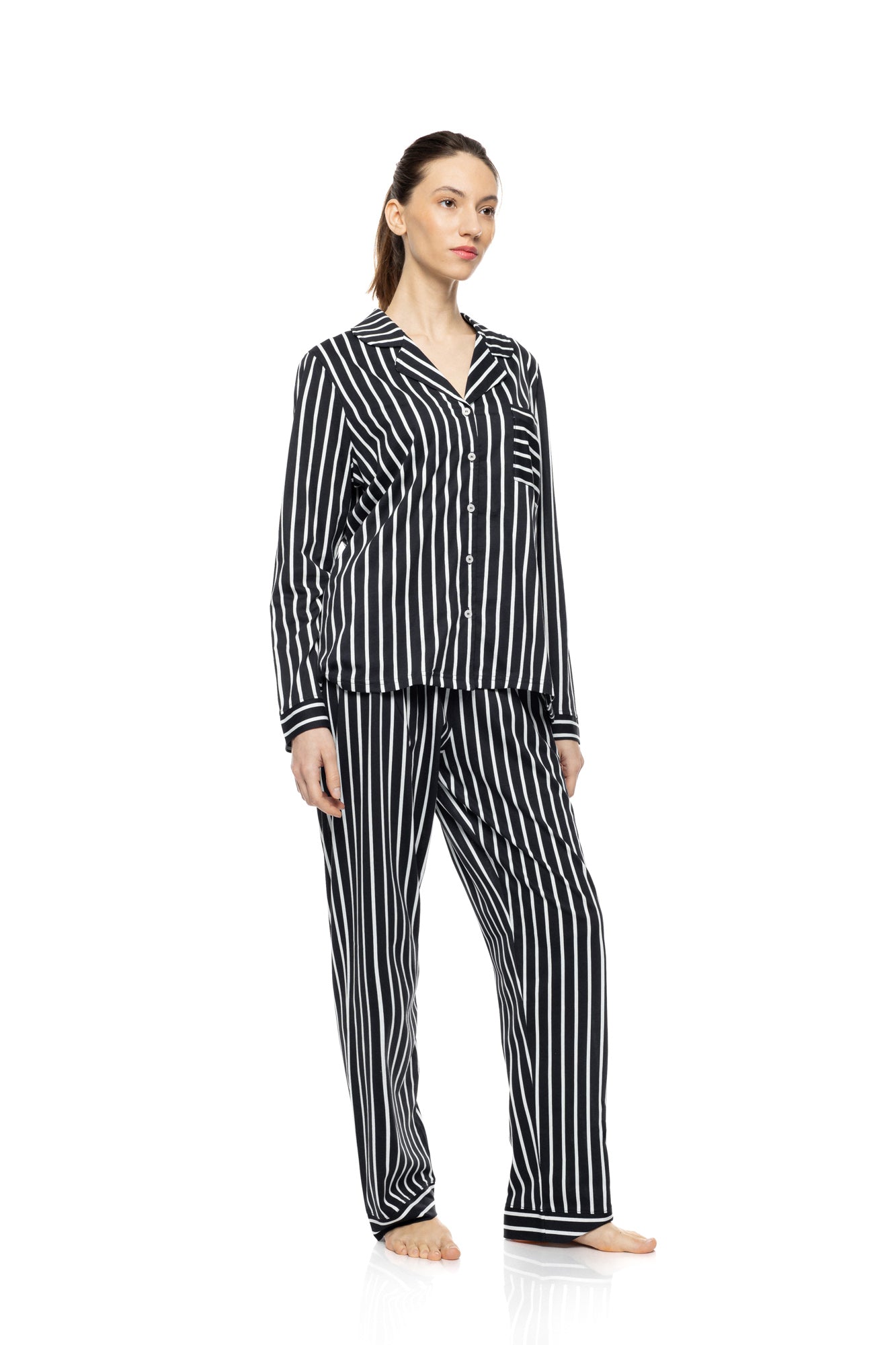 Pink Label - Pyjama Buttoned Wide Stripe Navy