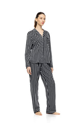 Pink Label - Pyjama Buttoned Wide Stripe Navy