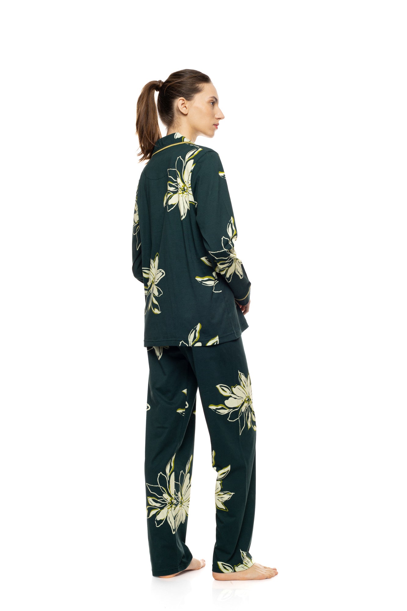 Pink Label - Pyjama Buttoned Emerald Flower