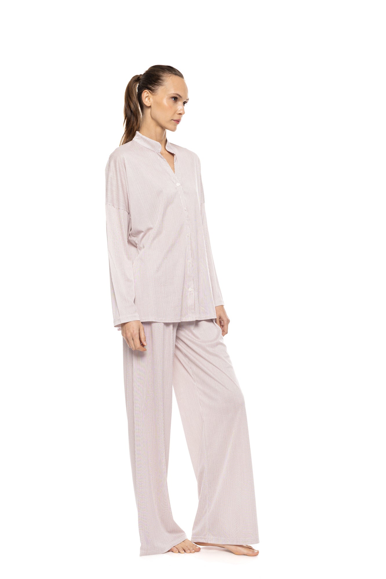 Pink Label - Pyjama Buttoned Stripe Bordeaux