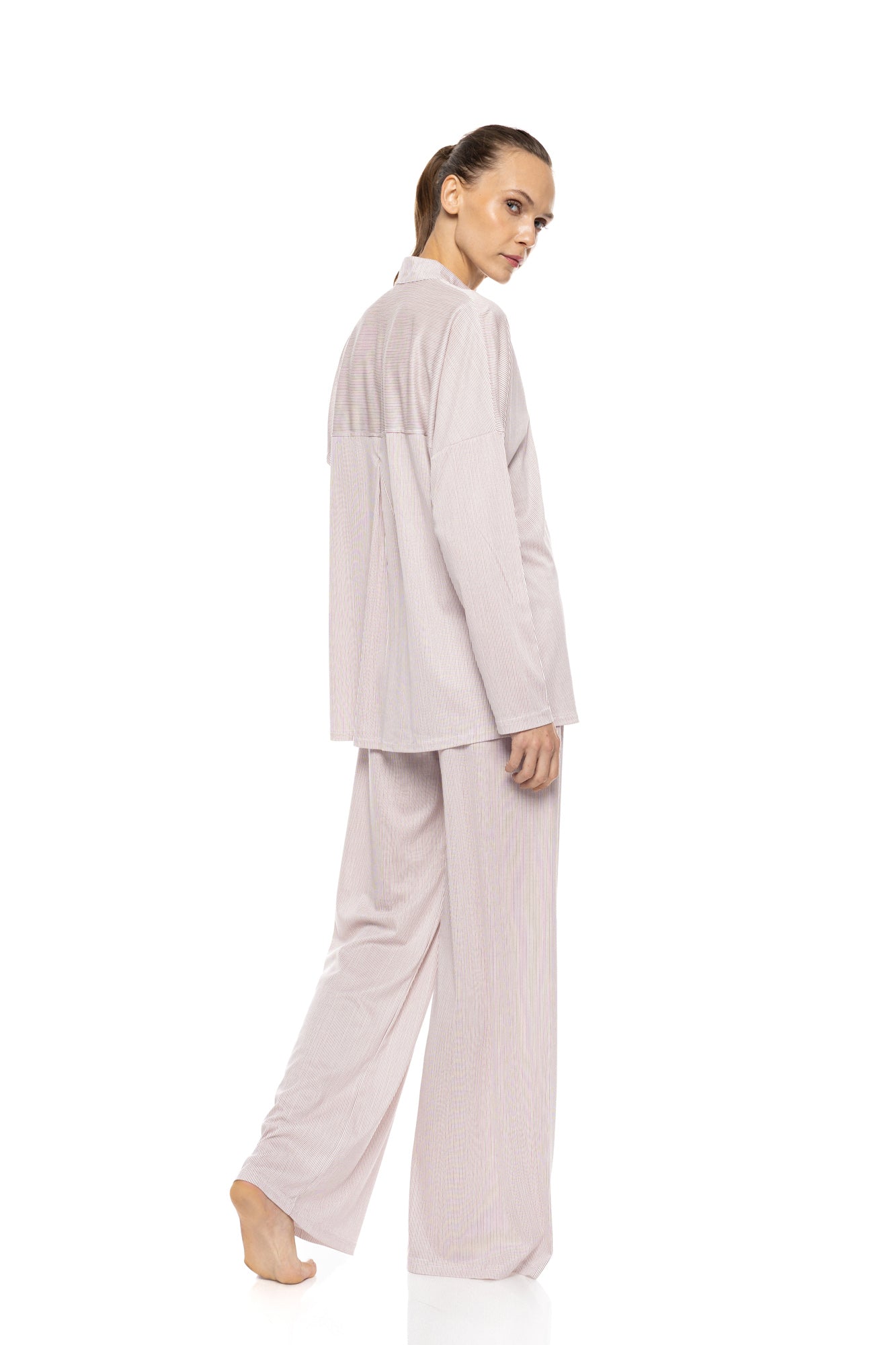 Pink Label - Pyjama Buttoned Stripe Bordeaux