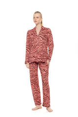 Pink Label - Pyjama Buttoned Dusty Pink Zebra
