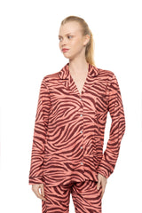 Pink Label - Pyjama Buttoned Dusty Pink Zebra
