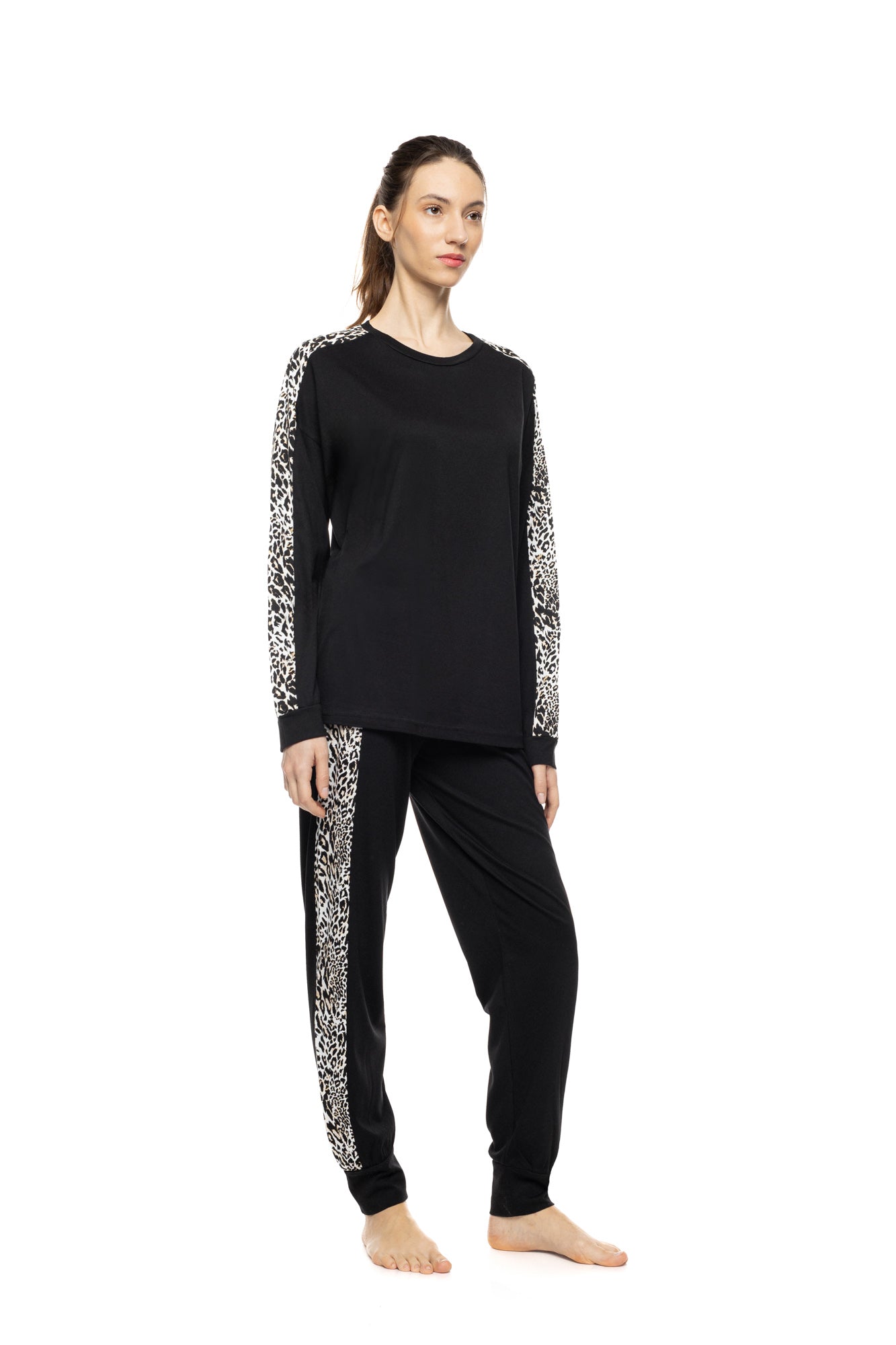 Pink Label - Pyjama Solid Ivory Leopard