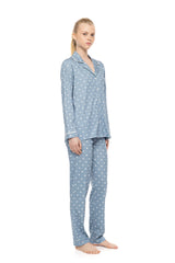 Pink Label - Pyjama Buttoned Stone Blue Heart