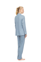 Pink Label - Pyjama Buttoned Stone Blue Heart