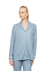 Pink Label - Pyjama Buttoned Stone Blue Heart