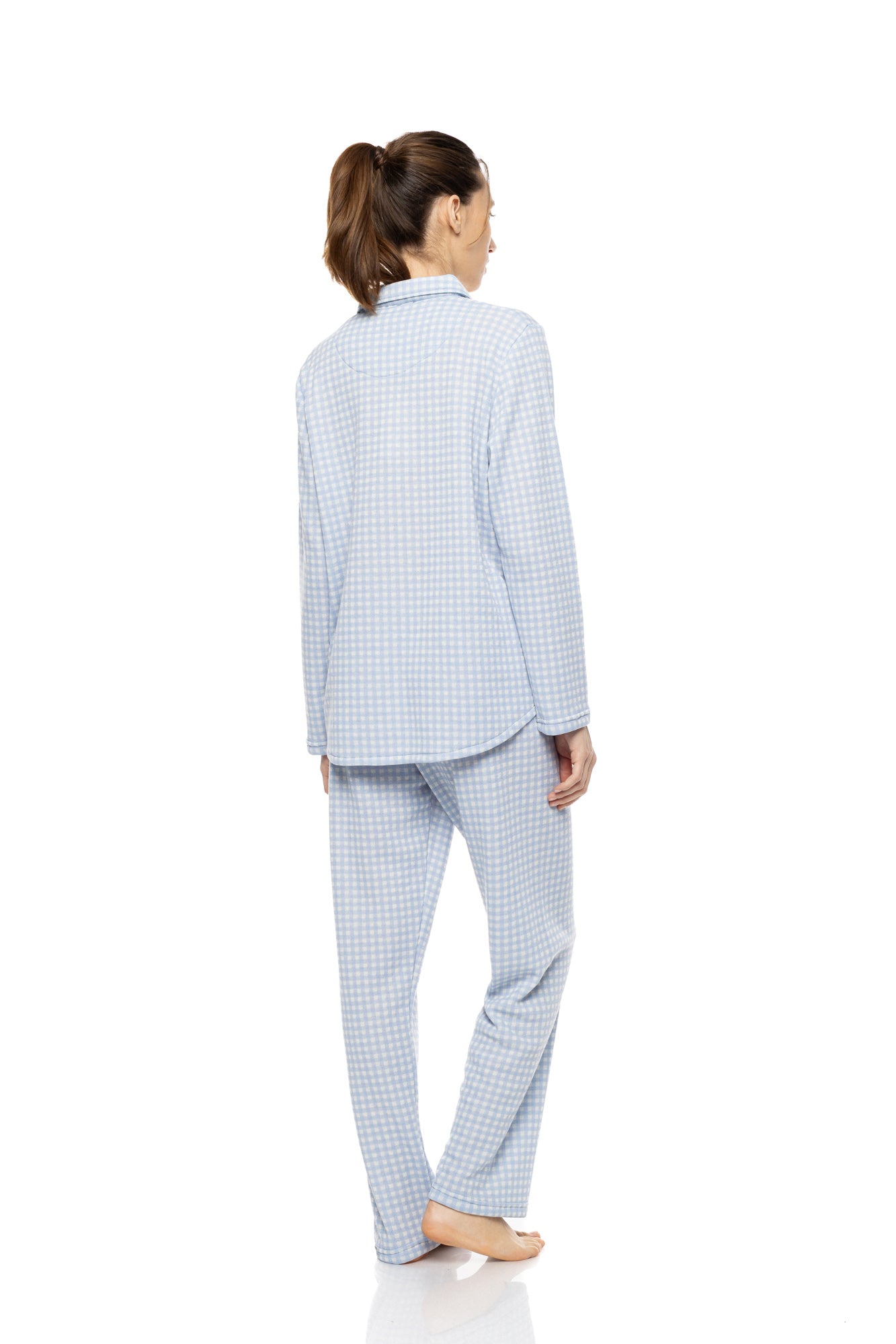 Pink Label - Pyjama Buttoned Blue Cloud Plaid