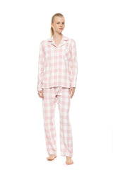 Pink Label - Pyjama Buttoned Soft Pink Plaid