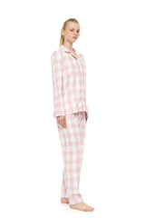 Pink Label - Pyjama Buttoned Soft Pink Plaid