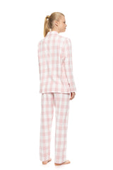 Pink Label - Pyjama Buttoned Soft Pink Plaid
