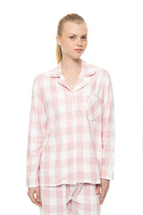 Pink Label - Pyjama Buttoned Soft Pink Plaid