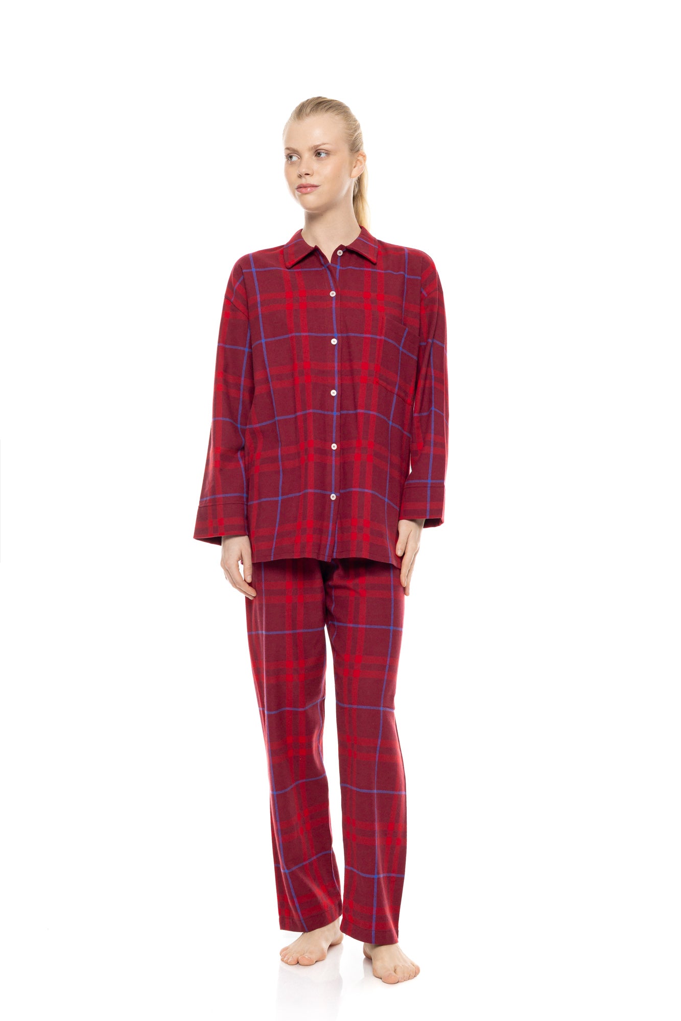 Pink Label - Pyjama Buttoned Cherry Plaid