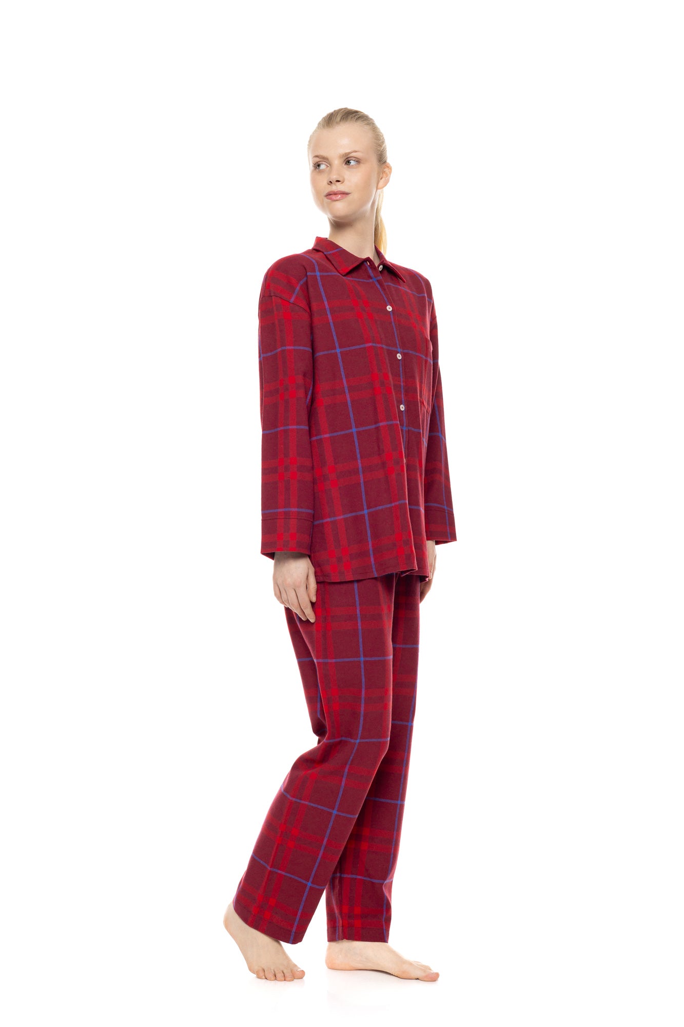 Pink Label - Pyjama Buttoned Cherry Plaid